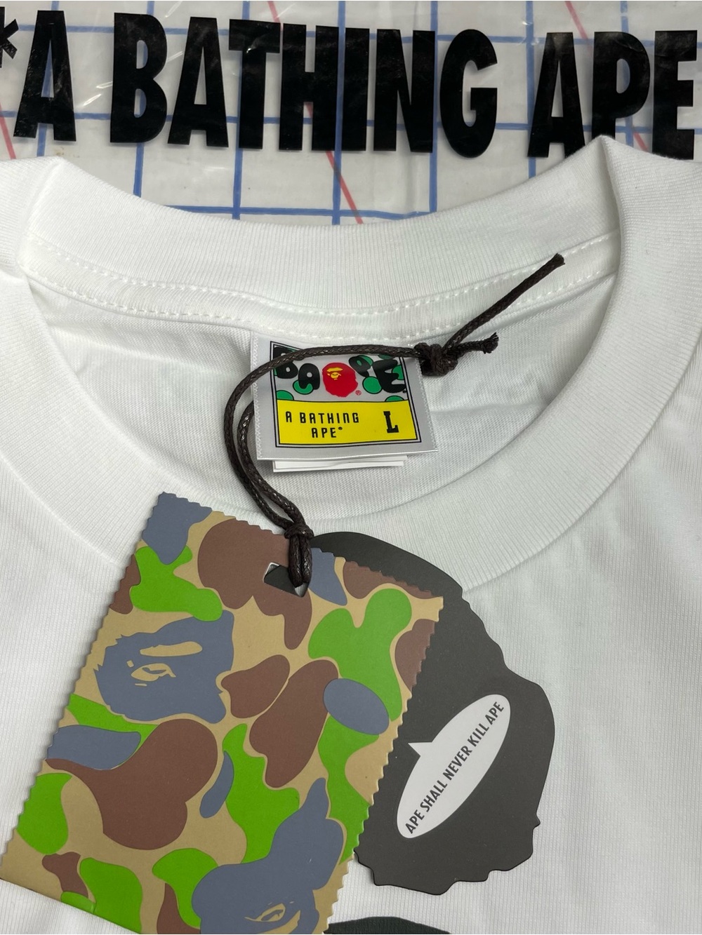 Stussy White Crewneck Tee with Black Script Logo - Picture 3 of 3